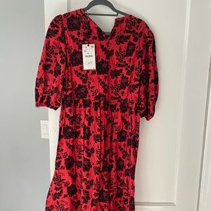 Zara brand new red and black dress with sequins.